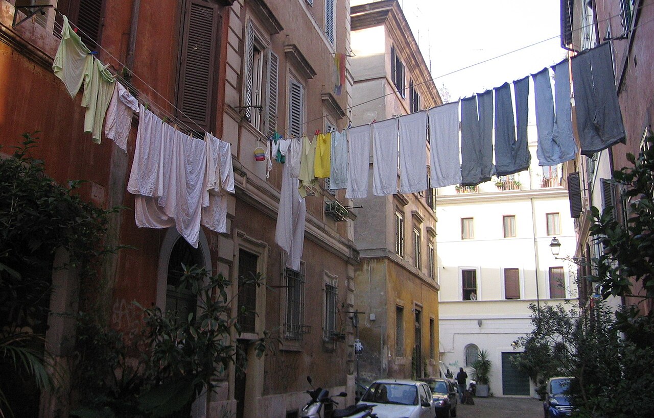 Clean laundry hanging to finish